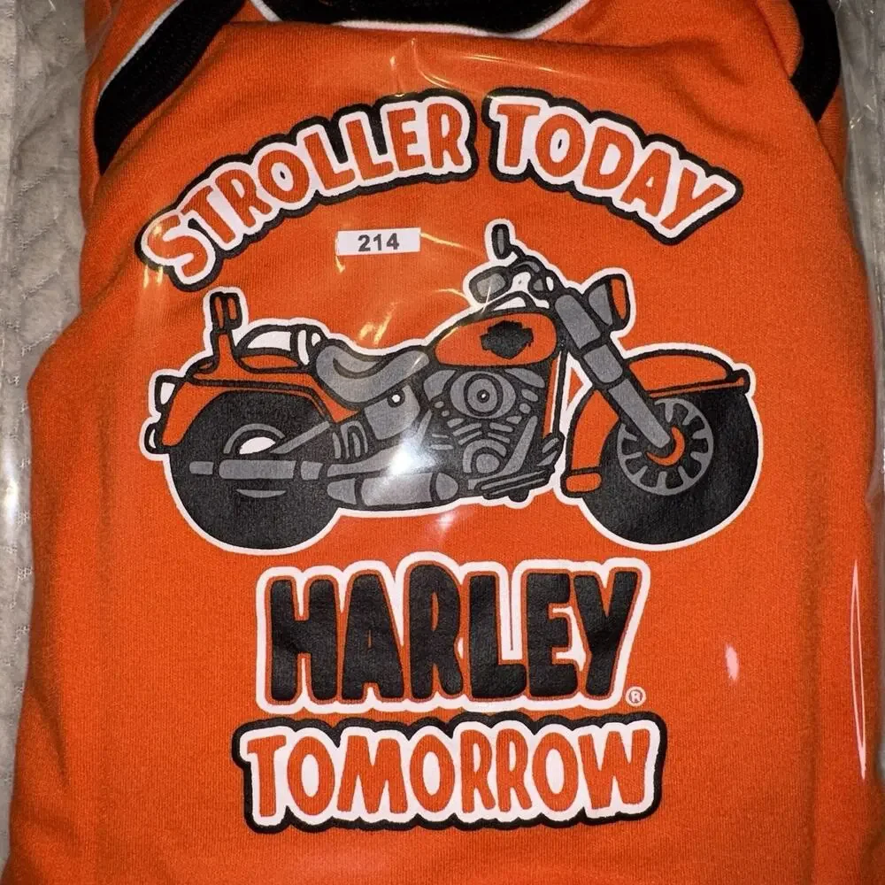 Harley Davidson Baby Graphic Ringer T-Shirt Biker Motorcycle Toddler 3-6 Months